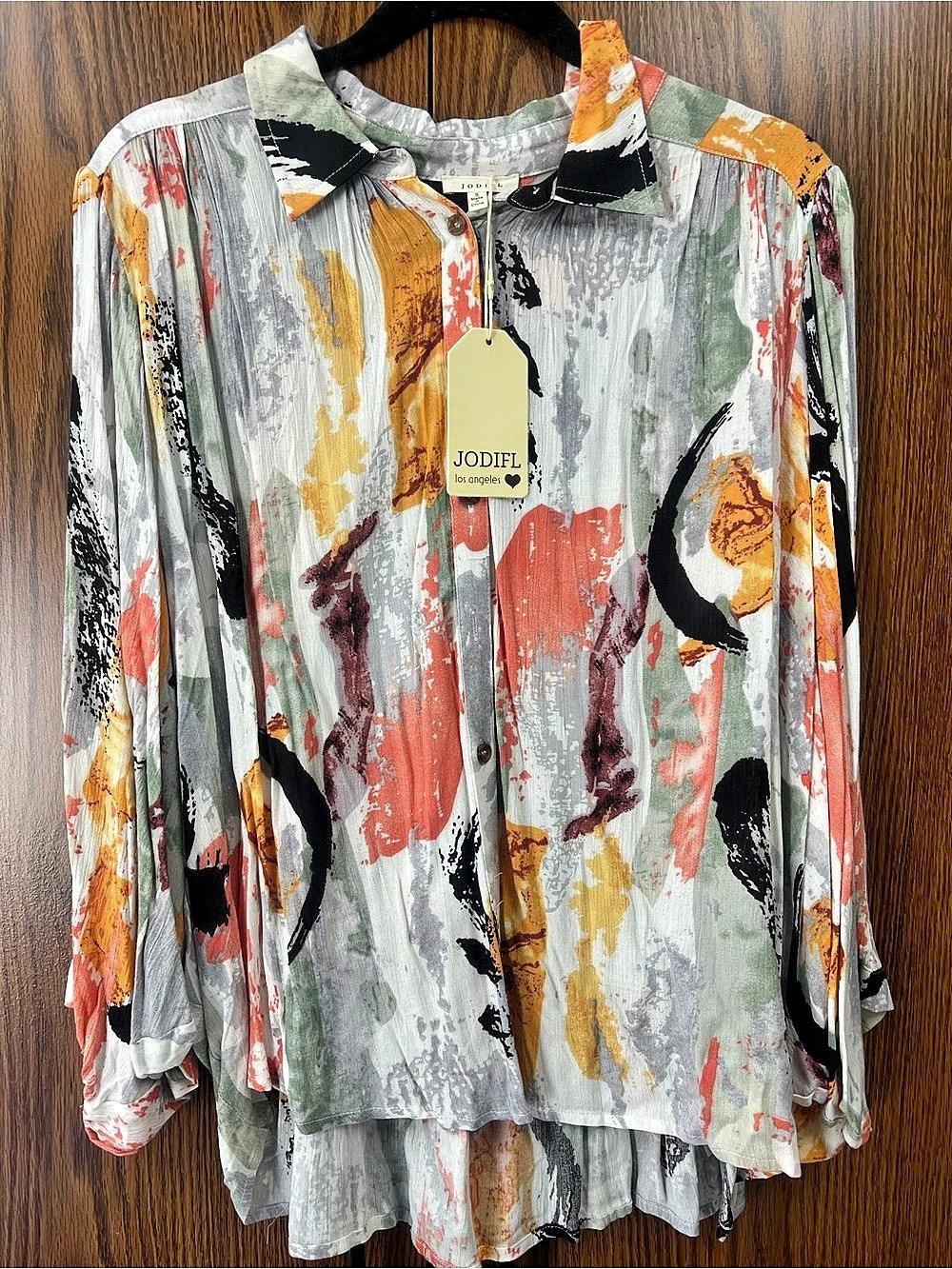 Jodifl Abstract Button Down Top